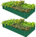 Land Guard 2 Pack 8×4×1ft Galvanized Metal Raised Garden Bed Metal Planter Kit Box Outdoor for Deep-Rooted Vegetables Flowers Green and Herbs (Green)