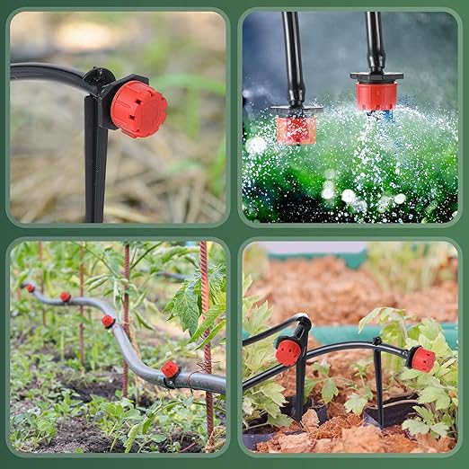 VIHOSE 328 FT Drip Irrigation System Kit 1/4 Blank Distribution Tubing Automatic Garden Watering Sprinkler System Sprinkler Kit for Garden Raised Bed Greenhouse Yard Lawn Plant Misting System