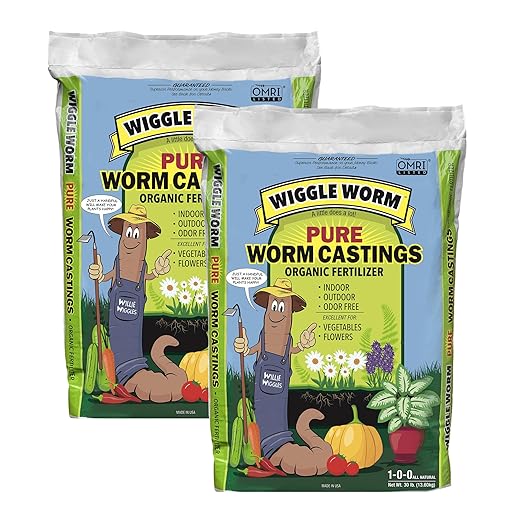 100% Pure Organic Mineral-Dense Worm Castings Fertilizer 30lbs - Improves Soil Fertility and Aeration for Growing Better Houseplants Vegetables and More Pack of 2