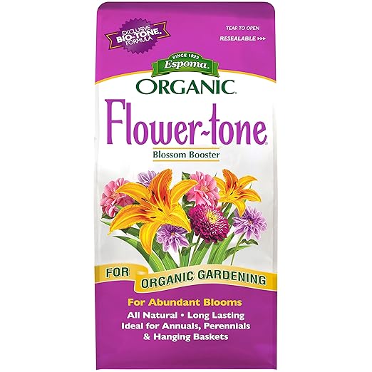 Espoma Organic Flower-Tone 3-4-5 Natural &amp Organic Plant Food 4 lb. Bag Organic Fertilizer for Flowers Annuals Perennials &amp Hanging Baskets. Blossom Booster - 5 Pack