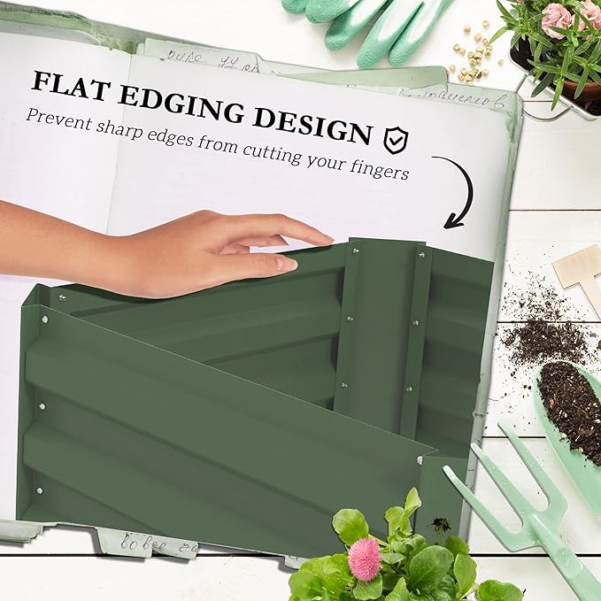 Galvanized Steel Raised Garden Bed with Built-in Trellis 24x24 Open Bottom for Climbing Plants &amp Vegetables Backyard Gardening