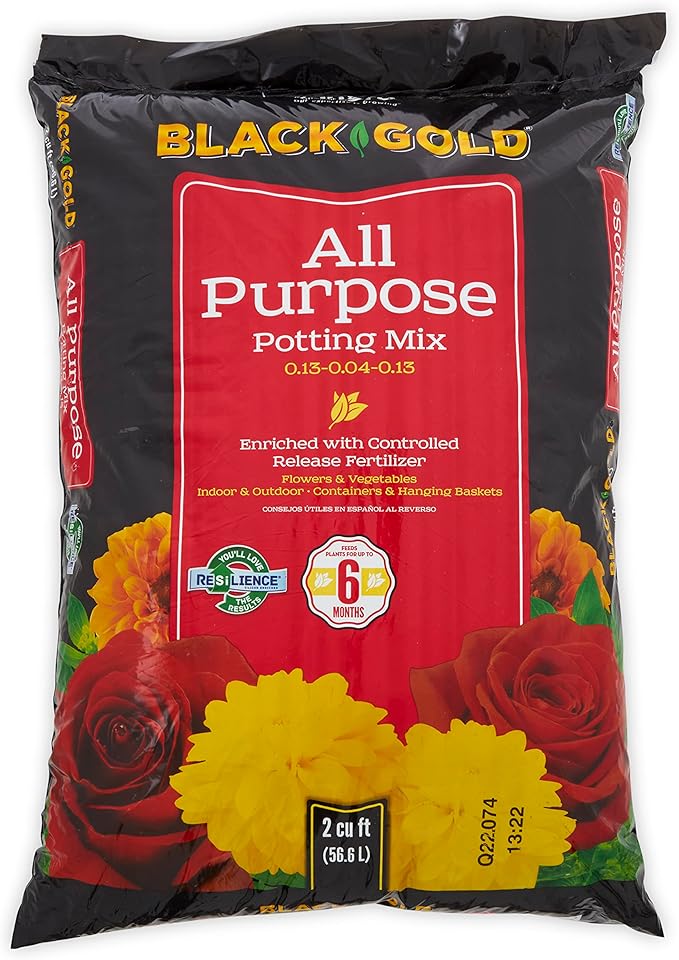 Sun Gro 13101022 Black Gold All Purpose Potting Mix with Fertilizer 2 Cubic Feet