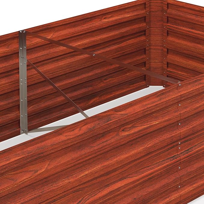 Galvanized Raised Garden Bed Kit Large and Tall Metal Planter Box for Vegetables Flowers and Herbs Reinforced 6' x 3' x 2' Dark Brown