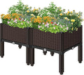 Elevated Planters Raised Garden Beds Plastic Vegetables Plant Raised Bed Kits Herbs Flowers Growing Box with Legs &amp Drainage Holes for Garden Patio Balcony Restaurant Brown