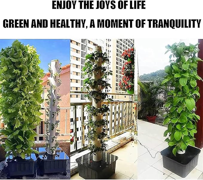Hydroponic Growing Kits Hydroponic Growing System Kits ｜ 45 Plants Sites Vertical Grow Tower with Pump｜ Movable Water Tank Growing System for s Fruits Vegetables