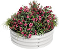 1 PCS 2 x 1ft Round Galvanized Raised Garden Bed Rust Corrosion-Resistant Metal Planter Box with Safe Rubber Edging Easy Assembly Open Bottom for Vegetables Flowers Fruits Herbs White