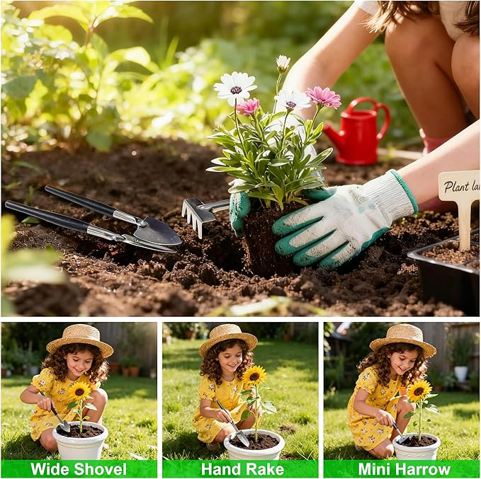 Gardening Tools 20-Piece Gardening Hand Tools Garden Tools Set for Beginner Includes Bonsai Wire Kit Plant Mat &amp Mini Rake Gifts for Women
