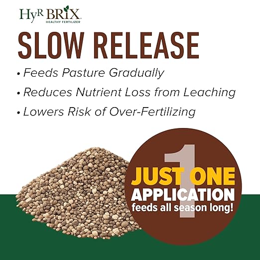 HyR BRIX All Natural &amp Organic 2-1-8 Pasture Fertilizer 45lb Bag - Organic Nutrition for Healthy Forage Livestock &amp Sustainable Pastures - Covers 4000 Square Feet