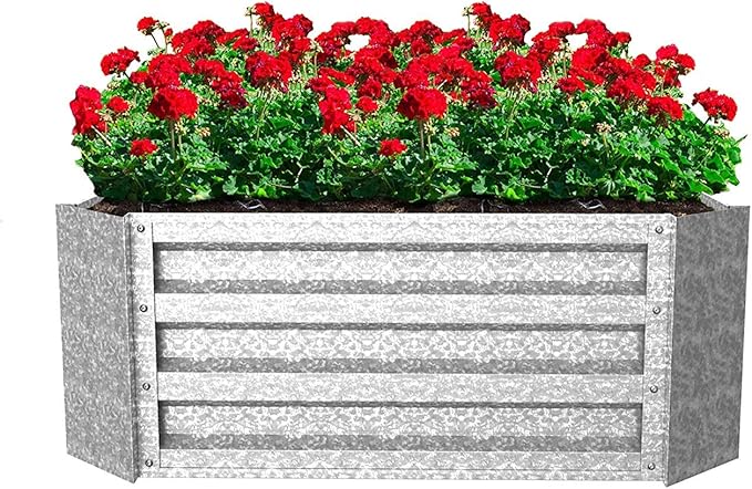 Galvanized Raised Garden Bed - 47.5” L x 35.5” W x 12” H Raised Garden Beds Outdoor Rectangle Planter Box Kit for Flowers Vegetables Fruits or Herbs - Raised Bed Garden Planters by Pure Garden
