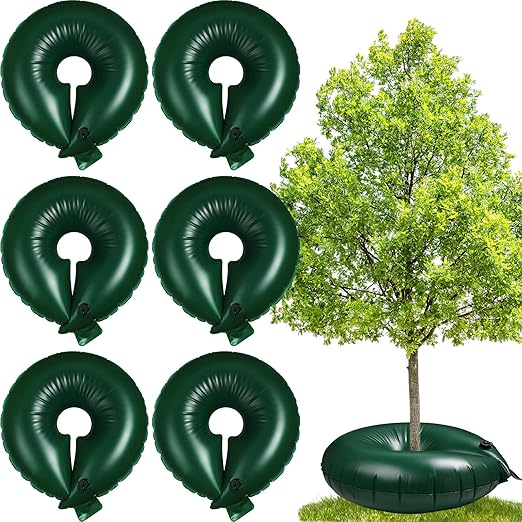 Foaincore 6 Pcs 15 Gallon Heavy Duty Watering Ring PVC Drip Irrigation Deep Tree Root Watering Bag Round Trees Slow Release Water Pouch Planting Drip Irrigation Rings for Gardening Supply(Green)