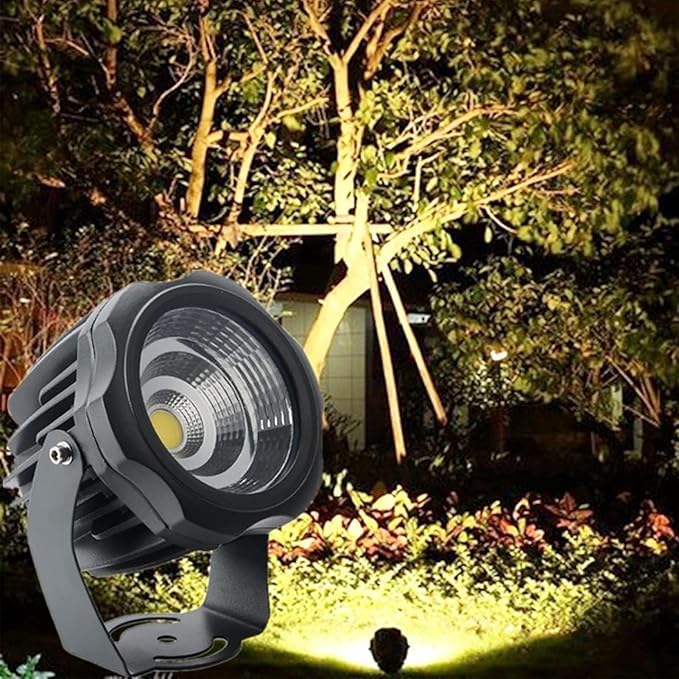 Rotation LED Beam Spotlight Ground LED Landscape Lamp IP65 Waterproof Outdoor Buried Lights 220V Adjustable COB Tree Spotlights for Wall Advertising Building Signs Lawn Decorate Lights(Warm light