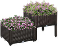 Outsunny 2 Piece Raised Garden Bed with Legs Planter Box Raised Bed to Grow Flowers Herbs &amp Vegetables Brown