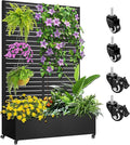 Metal Planter Box with Trellis 72x47x16 Metal Raised Garden Bed with Trellis Trellis Planter Box with Drainage Holes &amp Lockable Casters for Climbing Plants Vegetables and Vines