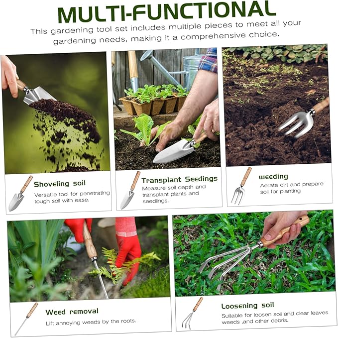 balacoo Gardening Tool Kit Women Garden Tools Set Push Pull Hoe Material Trowel Set for Care