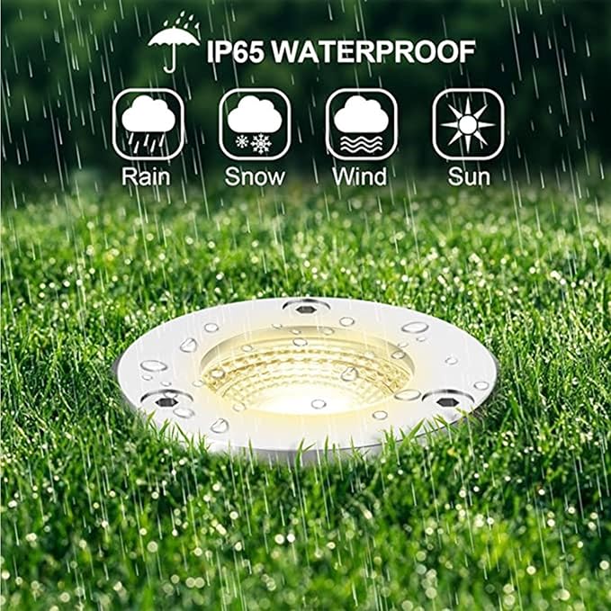 4PCS Recessed Outdoor Spotlights - Outdoor Buried Lights Low Voltage Landscape Light 3W Round Underground Light/COB In Ground LED Light/IP67 Waterproof Mini Landscape Lighting f