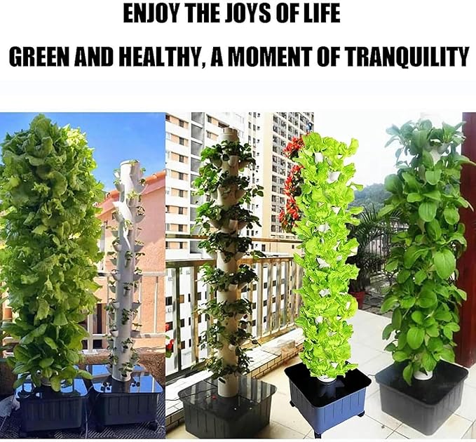 Hydroponic Tower Garden Hydroponic Crops Used for Indoor Herbs Fruits and Vegetables 15 Layer Hydroponic Tower 45 Plant Sites with Moisturizing Pump