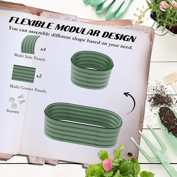 Galvanized Steel Raised Garden Bed Kit 3.4' x 2' Outdoor Elevated Planter DIY Stock Tank for Herbs &amp Vegetables