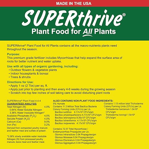 SUPERthrive Organic All-Purpose Plant Food Solid Granular 4-4-4