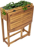 Sunnydaze Acacia Wood Raised Garden Bed with Shelf - Space-Saving Folding Tabletop with 40 lb Capacity - Natural