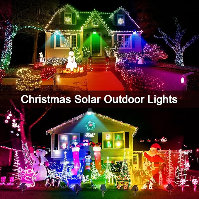 Solar Spot Lights Outdoor Color Changing [7 Modes/8 Pack] Christmas IP67 Waterproof Landscape Spotlights Dusk to Dawn Solar Powered Security Light for Patio Gate Walkway Pool Garden Yard Driveway