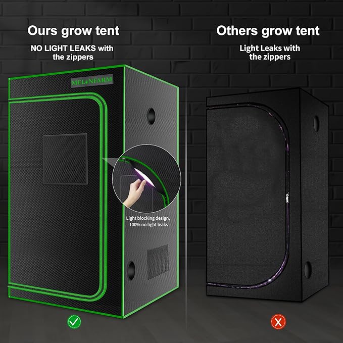 MELONFARM 4x4 Grow Tent 48x48x80'' High Reflective 600D Diamond Mylar Canvas with Observation Window and Floor Tray for Hydroponic Indoor Plant Growing