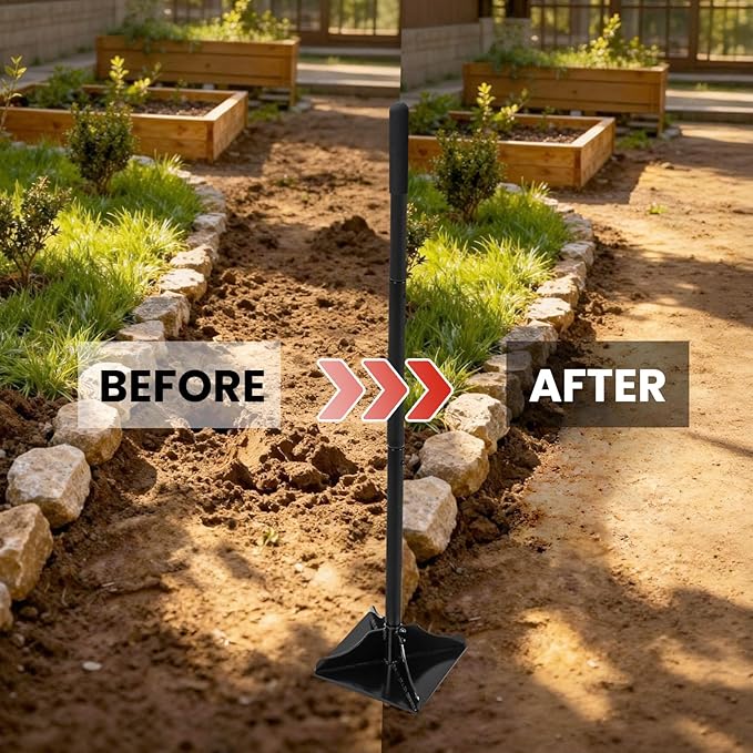 2-in-1 Garden Steel Tamper Set(8inch&amp10inch Steel Heads) with Adjustable Handle (Non-Slip Grip) – for Ground Gravel Driveway Paver &amp Blacktop Leveling/Repair