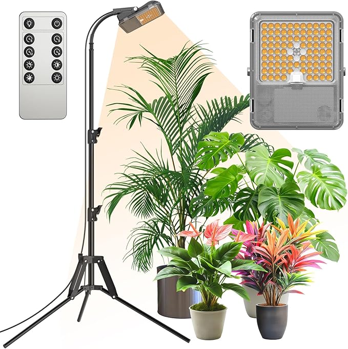 SANSI Grow Lights for Indoor Plants Dimmable 45W Plant Lights for Indoor Growing 88 LEDs Full Spectrum Plant Grow Light Adjustable Tripod Stand 33-58 Inches Auto On/Off Timer with Remote Control