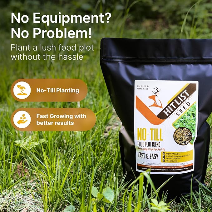 No Till Food Plot Seeds for Deer [Annual Mix] – Throw and Grow Food Mix – Deer Seed Blend with Clover Rye Turnip Brassica Oats – No Plow Planting – 5 lbs