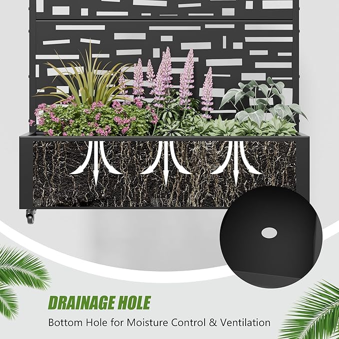 Casaphoria 72x35 Metal Raised Garden Bed with Trellis(2 Pack) Outdoor Planter Box with Wheels &amp Drainage Holes for Climbing Plants Flowers Elevated Garden Kit Black-Gerald-Arched