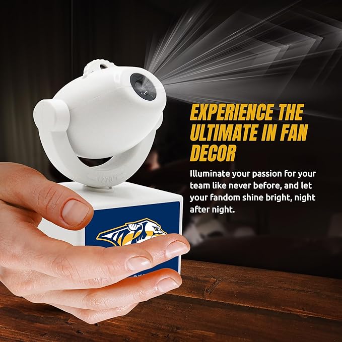 Sporticulture NHL American Hockey Nashville Predators LED Mini Spotlight Projector – 6 Team Logos Portable &amp USB Rechargeable – for Game Day Parties Dorm Rooms &amp More (No Button Batteries Re