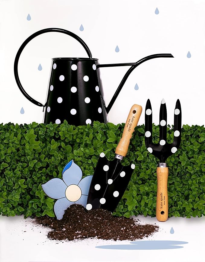 Kate Spade New York 2 Piece Gardening Hand Tools Cute Garden Tool Set Includes Hand Rake and Trowel for Mother's Day Gifting Picture Dot