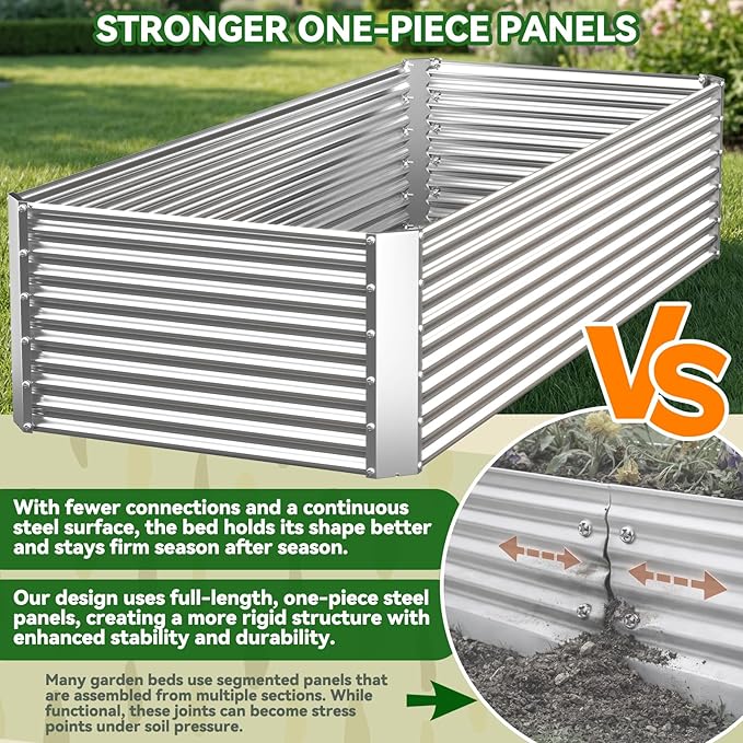 3 Pack Tall 4x2FT Raised Beds for Gardening Corrugated Galvanized Steel Raised Garden Bed Outdoor Metal Above Ground Garden Bed for Vegetables and Flowers(Rectangular)