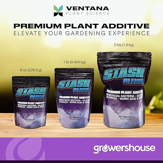 Stash Blend Premium Plant Additive Root Hormone for Plants - with Corn-Steep Liquor Seaweed Powder Humic Acid Mycorrhizae Microbial Bacteria Soluble Silicon - Ideal for Gardeners and Growers