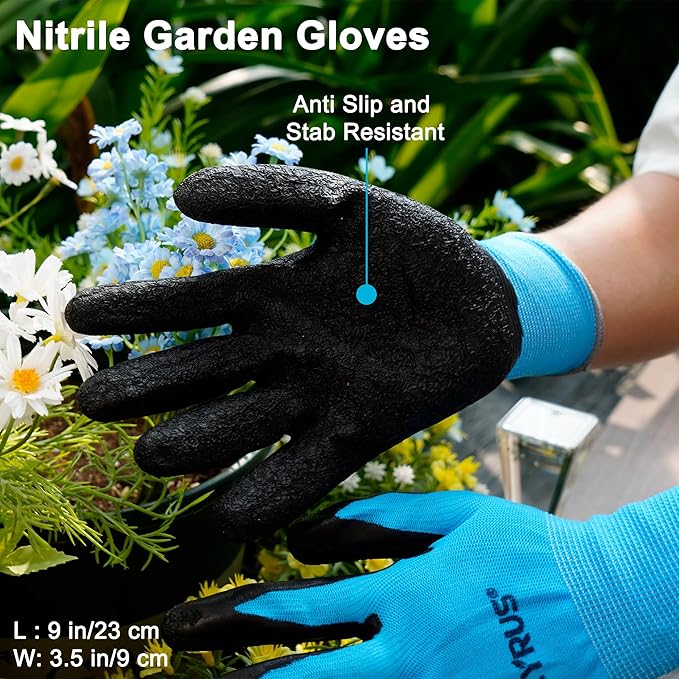 Gardening Tool Set 8 Pieces Rust-Resistant Stainless Steel Tools Impact-Resistant Toolbox Nitrile Gloves &amp Watering Can for Outdoor Yard Care