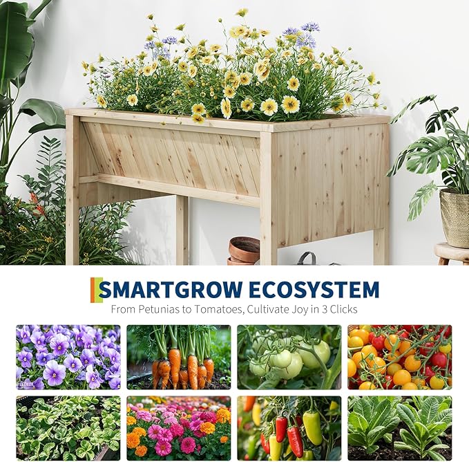 45x23x30 Elevated Wood Planter Box with Leg &amp Hooks - Raised Garden Bed Includes Non-Woven Liner 13.7in Depth for Vegetables &amp Herbs Outdoor Patio Raised Planter.