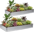 G GOOD GAIN 8x4x1ft Galvanized Raised Garden Bed Heavy-Duty Metal Planter Boxes Outdoor for Vegetables Flowers Herbs Silver(2 Pack)