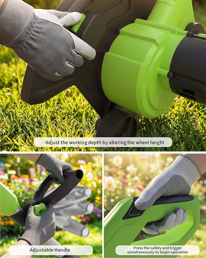 20V Cordless Lawn Edger 9-Inch Blade 4.0Ah Battery Powered Edger Lawn Tool with Dual Wheels 3 Depth Settings LawnTrencher for Yard Garden Patio Driveway Lawn and Sidewalk