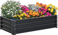 Raised Garden Bed 4' x 2' x 1' Galvanized Planter Box Raised Bed for Vegetables Flowers Plants Gray