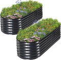 1MORE Galvanized Raised Garden Bed- Planter Garden Boxes Outdoor Raised Beds for Gardening 6x2x1.4ft Metal Garden Bed Kit for Vegetables Flower Planter Raised Bed with Protective Tape.Grey-2pcs