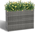 LEWIS&ampWAYNE Large Rectangular Block Planter Box Handmade Wicker Tall Planters for Outdoor Plants with Removable Liners Modern Planter for Indoor Outdoor Patio Deck - Gray 38''x11''x30''