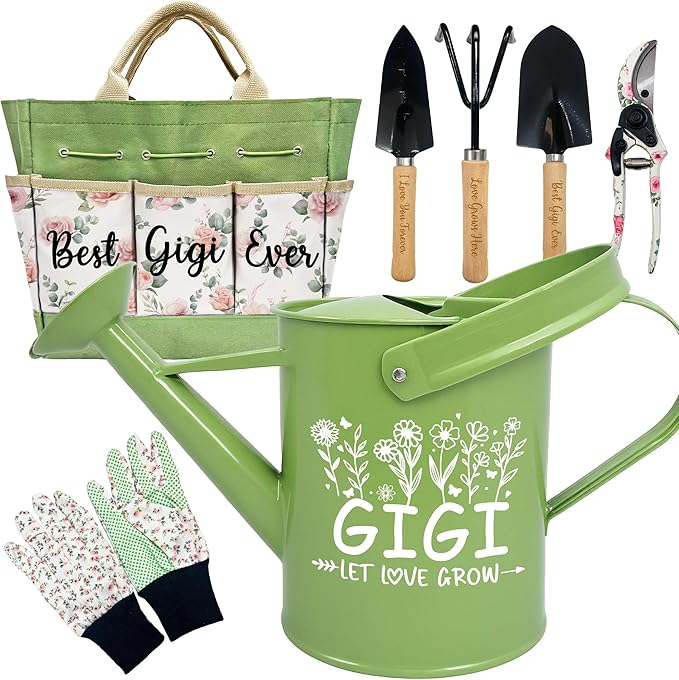 Gifts for Gigi Mothers Day Gardening Kit Gigi Gifts from Grandkids Floral Gardening Tools and Durable Garden Tools Organizer Tote Ideal Gardening Gift for Women on Birthday Plant Lover Present
