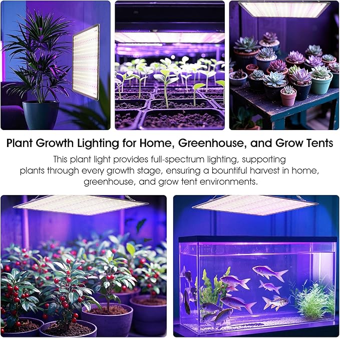 2 Pack LED Grow Light Panel 200W Lamp for Indoor Plants Sun Like with White Blue Red UV IR LEDs for 4x4ft Coverage Grow Tent Greenhouse Veg and Bloom Seedlings Hydroponics