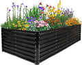 JERIA 8×4×2ft Galvanized RaisedOutdoor Metal Raised Garden Bed Rectangular Deep Root Planter Box for Vegetables Flowers Herbs