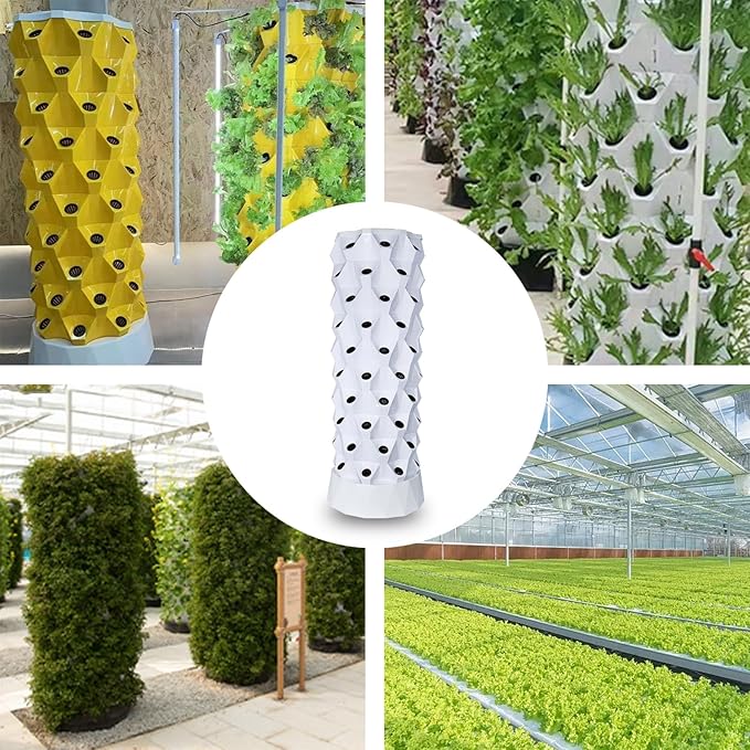 Hydroponic Vertical Garden Tower Aeroponic Tower Garden System Hydroponic Tower Soilless Cultivation Farm Vegetable Equipment for Fruits and Vegetables Planting(Yellow110cm/43in)