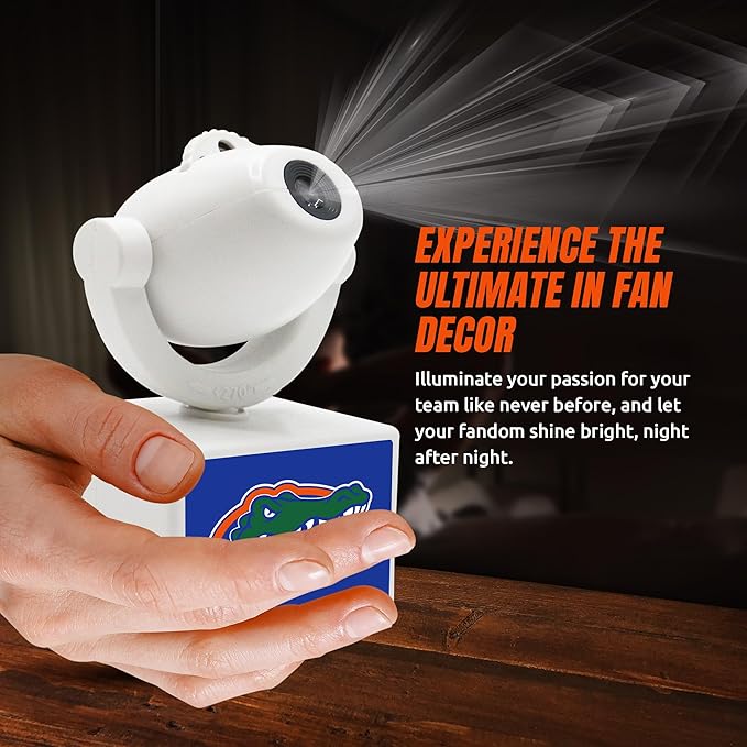 Sporticulture NCAA American Football Florida Gators - Adjustable Led Mini Spotlight Projector with 6 Team Logo Designs - Portable &amp Rechargeable Spotlight - Battery-Operated - 4.375” x 3.125”