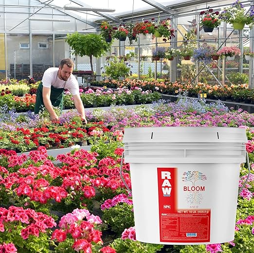 RAW All in One Bloom 3-12-12 Water-Soluble Fertilizer for Strong Bloom Performance 10lbs
