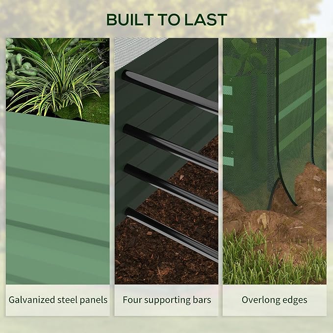 5x8ft Heavy Duty Weather Resistant UV-Resistant Garden Shade Cage Protection System Raised Bed Green Optimal Plant Growth