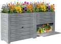 SUNYRISY 2Pack Wooden Raised Garden Bed with Storage Box 34 L x 18 W x 30 H Elevated Large Garden Planter Box for Planting Herb Vegetable Flower Outdoor Indoor Grey