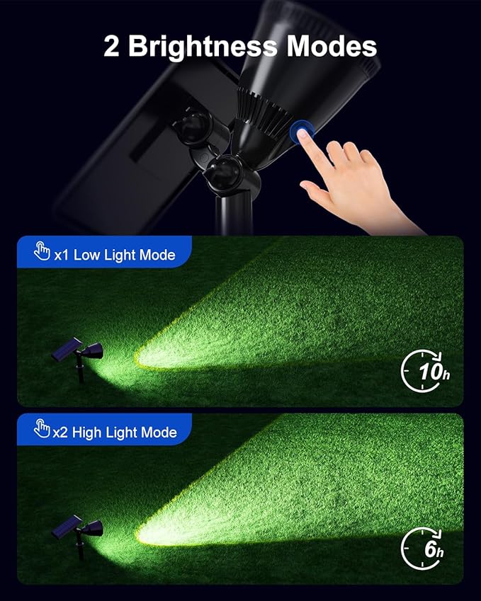 Solar Powered Sunset Spotlight Outdoor Waterproof Spot LED Accent Landscape Uplight for Outside Trees House Flag Sculptures Lawn Wall Yard and Garden Independently Adjustable Light &amp Panel