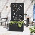 Modern Shade Metal Planter Box with Trellis Privacy Screen 4x6 FT Large Raised Garden Bed Multi-Functional Privacy Screen Outdoor with Drainage Holes for Climbing Plants Perch Meadow